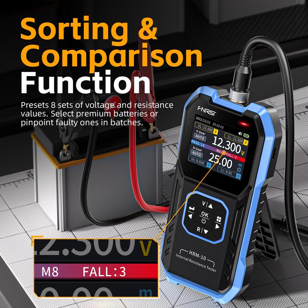 FNIRSI HRM-10 Lithium Battery Internal Resistance & Voltage Meter for 18650 Rechargeable Batteries