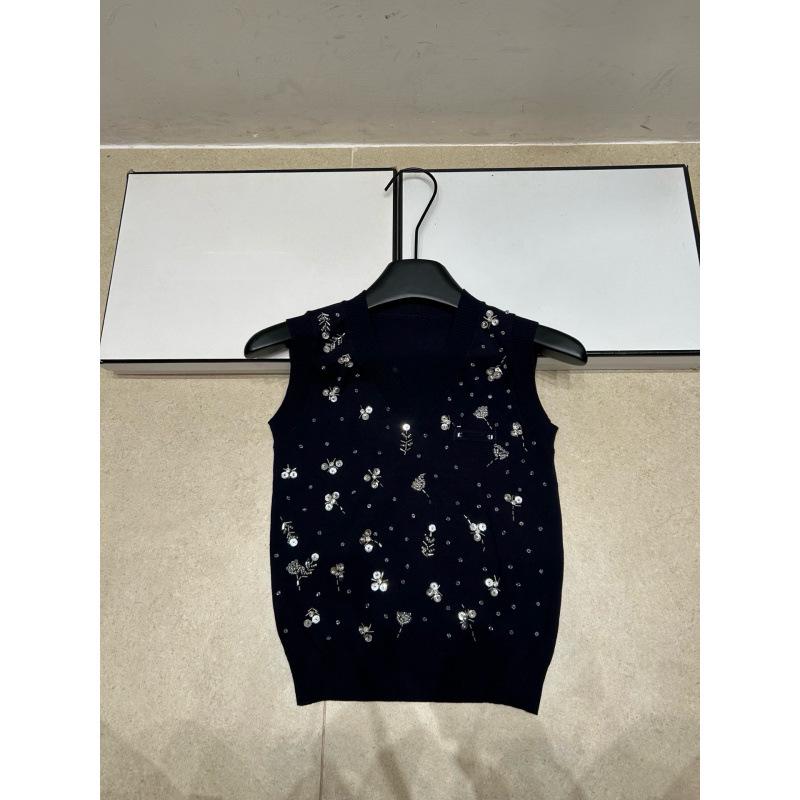 Trendy Sequin V-Neck Knit Vest - High-Quality, Slim-Fit, Versatile Fashion Top