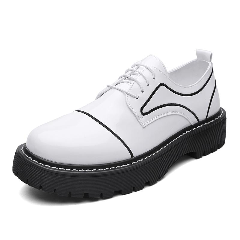 Luxury Brand Men's Glossy Leather Shoes Simple Black Thick Soled Workwear Shoes Men's High-quality Casual Shoes Free Delivery