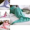 Dreamy Mermaid Tail Blanket Luxurious Knitted Acrylic Blanket In Mint Green And Pink