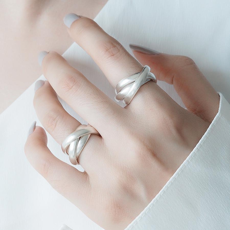 

Минималистичное кольцо из матового стерлингового серебра S925 в европейско-американском стиле, тройное, для женщин - простое украшение на указательный палец US Size 10