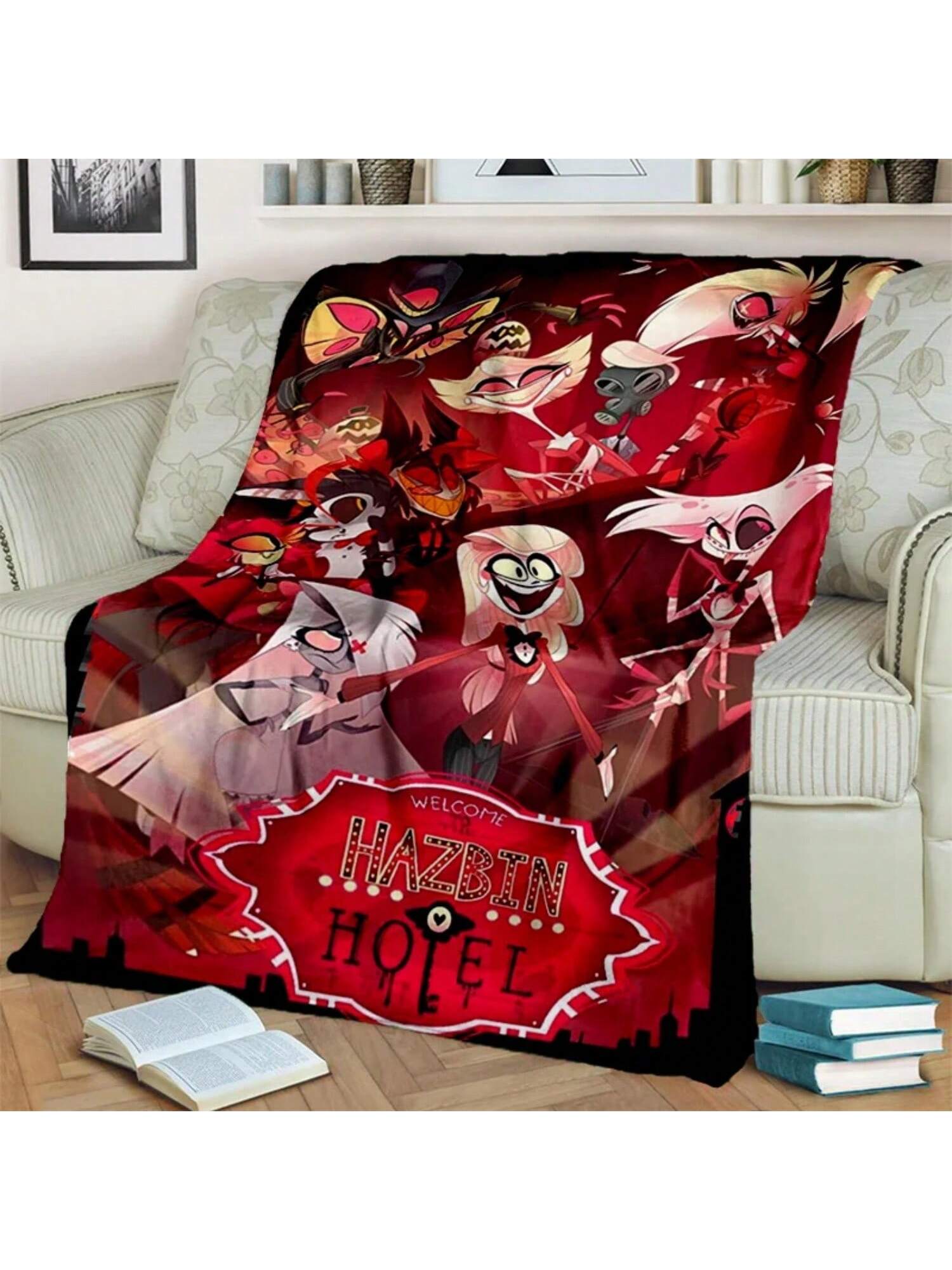 

Helluva Blitzo Adult Animation Cartoon Blanket,Soft Throw Blanket For Home Bedroom Bed Sofa Picnic Office Cover Blanket 75X95CM сірий колір