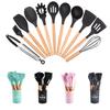 Kitchen Cooking Tool Wood Handle Utensils 12pcs Kitchen Utensils Set Food Grade Silicone Kitchen Utensils Set Home Cooking Tools