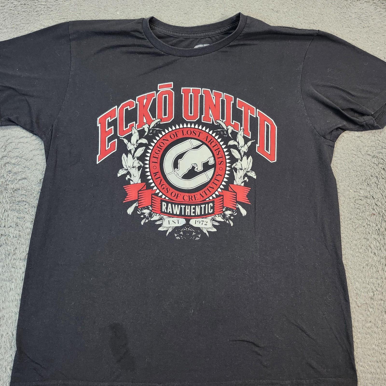 Ecko Unltd Shirt Mens Large Black Rawthentic Rhino Logo Graphic Print Cotton Tee Unisex T-Shirt XL