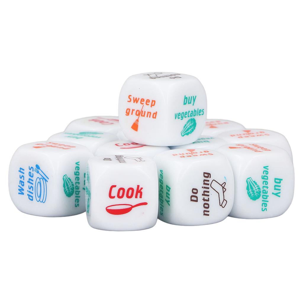 12pcs Novelty Housework Dice Toy Role Playing Housework Distribution Chore Dice Toy for Couple