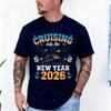 Cruise Into New Year 2026 Bringing New Year Together TShirt Unisex and Women Crew Neck Short Sleeve Cotton Top Casual Fashion Soft