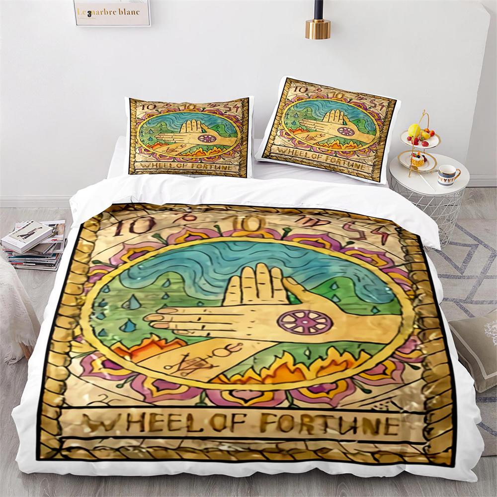 Mysterious Tarot Duvet Cover Set with Pillowcase Queen King Size Polyester Comforter Cover Fortune-Telling Element Tarot Card