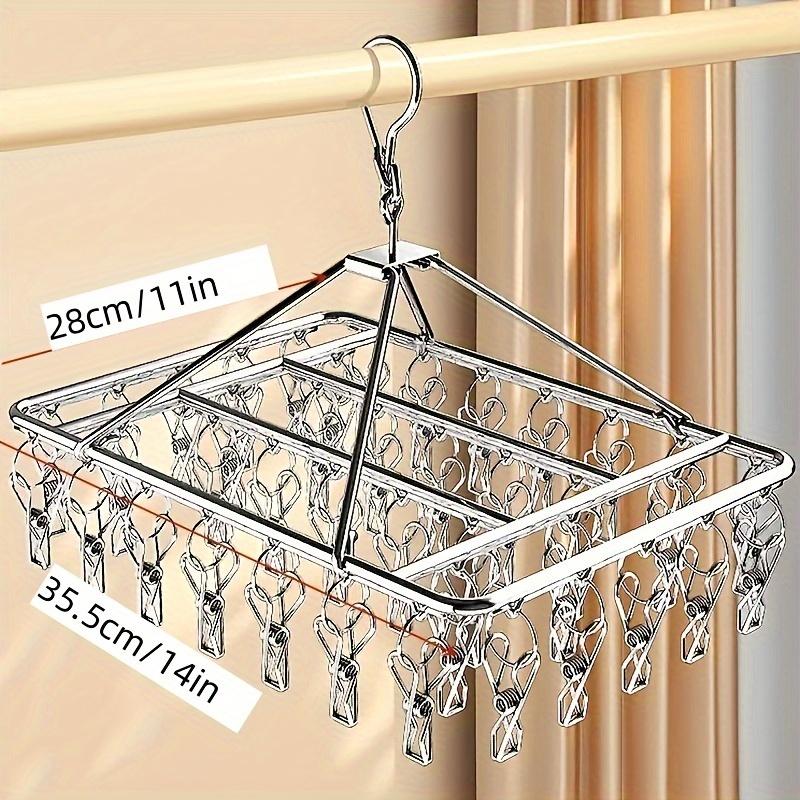 Stainless Steel Windproof Clips Clothespin Laundry Hanger Clothesline Sock Towel Bra Drying Rack Clothes Peg Hook With 30 Pegs