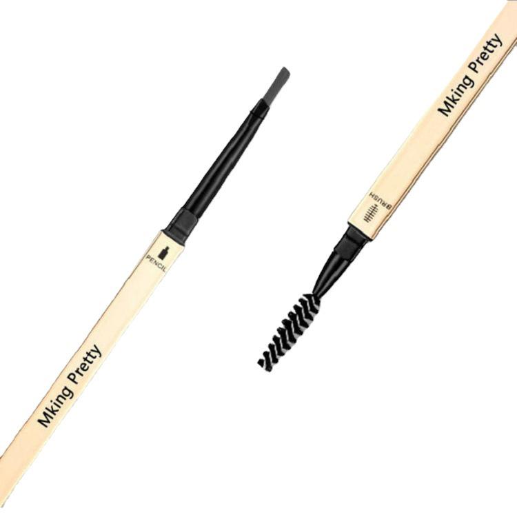 Gold Bar Double-Ended Eyebrow Pencil: Waterproof, Sweatproof, Ultra-Fine, Natural, Long-Lasting, Triangle Tip for Women Beginners.