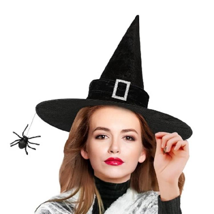 

Black Halloween Hat Widget Wide Border Pointed Hat Fashion Party Headgear for Halloween Celebrations