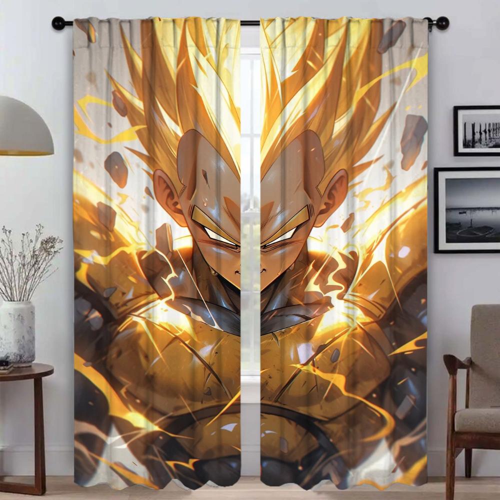 Super Handsome Vegeta Kitchen Curtains for Camera Elegant Room Curtains 2 Pieces Window Curtain Partition Halloween Decoration