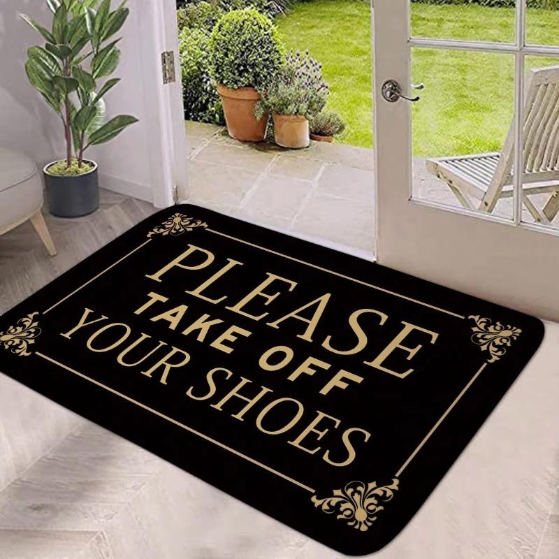 Please Remove Your Shoes Pattern Welcome Rug Kitchen Bathroom Entrance Doormat Non-slip Bedroom Decor Rug Floor Mats Foot Mat