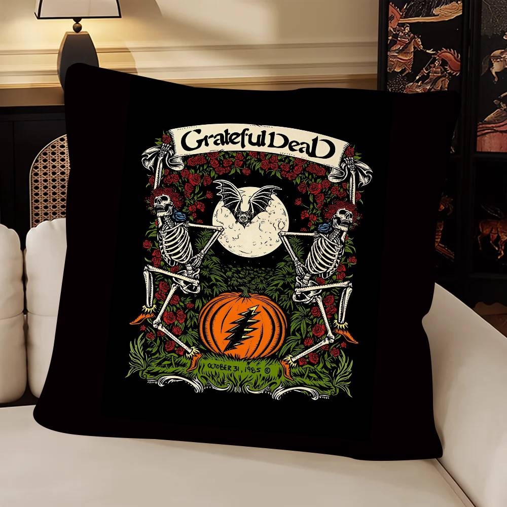 Band GGrateful DDead Pillow Case Fashion Square Pillowcase Bedroom Sofa Room Ins Decoration Leisure
