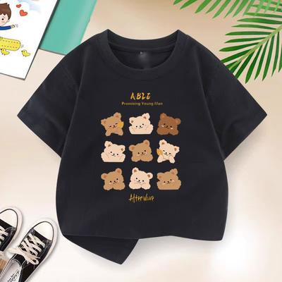 Summer Cartoon Children's Cute Bear Casual T-shirt Boys T Shirt Boys Clothes Print Cotton T Shirts Kids Clothes