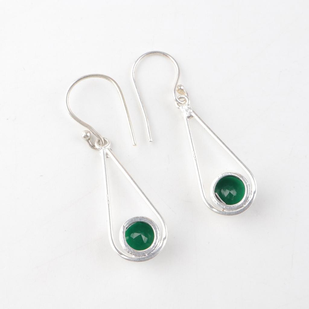 Green Onyx Gemstone 925 Sterling Silver Jewelry Handcrafted Women Earrings 1.76" EE-126-18