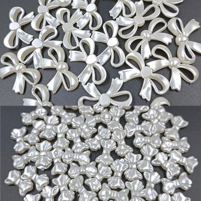DIY Handmade Earrings Accessories Ribbon Bow Shape Acrylic Bead ABS Imitation Pearl Handmade Material With Hole Jewelry Making Children Necklace