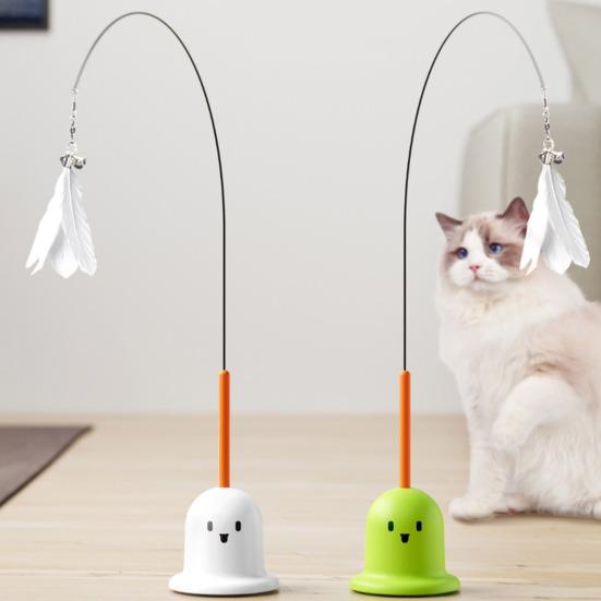 Cat Feather Toy with Suction Cup Interactive Cat String Toy with Bell And Feather Kitten Self Play Teaser Wand for Indoor Cats