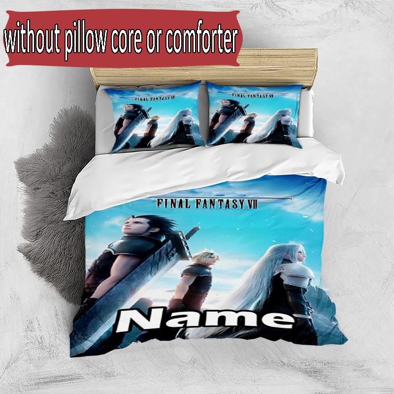3pcs Duvet Cover Set (1*Duvet Cover + 2*Pillowcase, Without Core), Custom Name Final Fantasy Pattern Bedding Set, Home Bedroom Decor Gift