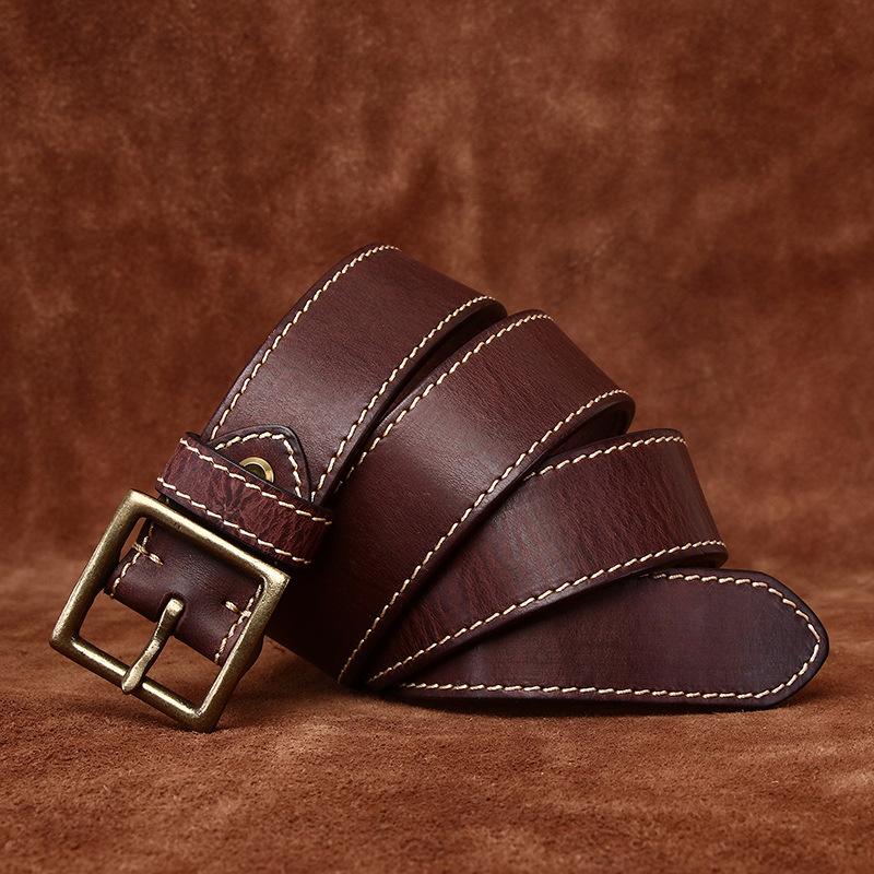 Widened And Thickened First Layer Cowhide Belt Men'S Genuine Leather Pin Buckle Washed Retro Casual Trendy Jeans Belt Men'S