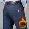 Elastische Jeans mit hoher Taille für Herren: Knitterfreie, dicke Hose für Herbst und Winter