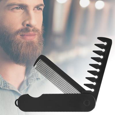 Multifunktionale tragbare Kunststoff-Klapptaschenkämme für Friseure, Männer, Ölkopf, Bartkämme, Haarstyling, breite Zahnkämme