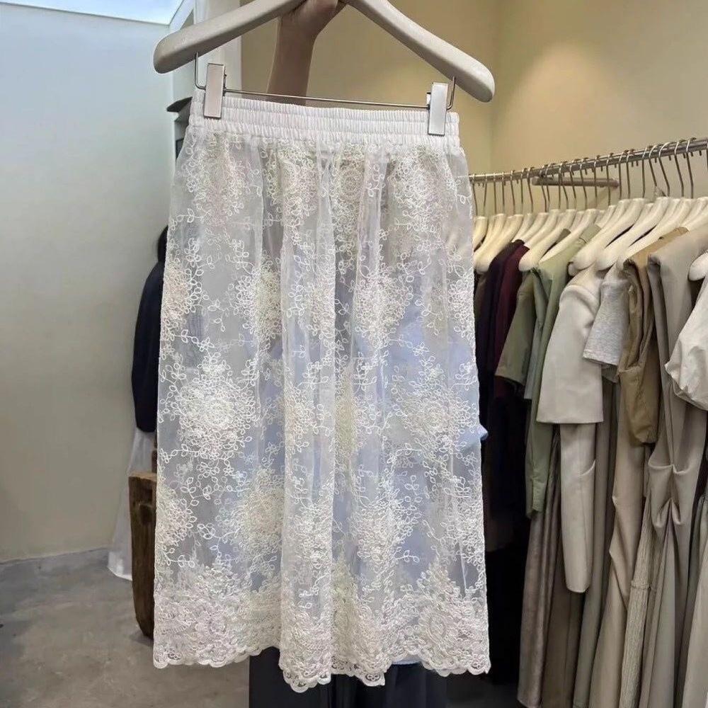 Sweet Lace Underskirt Slips Long Mesh Underskirt Slips Dress Elegant Lining Petticoat Women  Girls