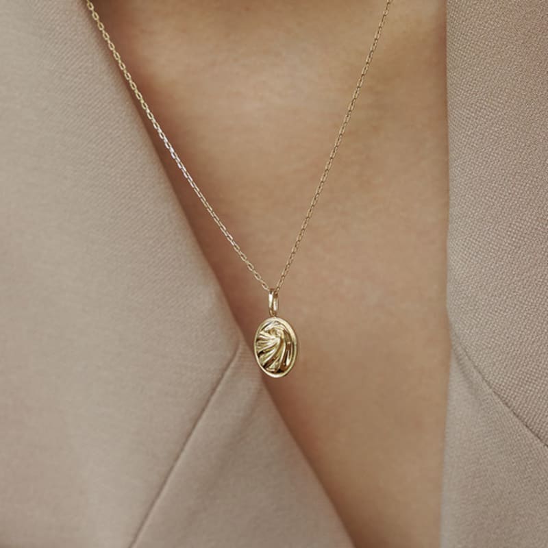 

LUNNE 14k Oval Rough Flow Texture Pendant (14K Gold) #LFP03 14k gold