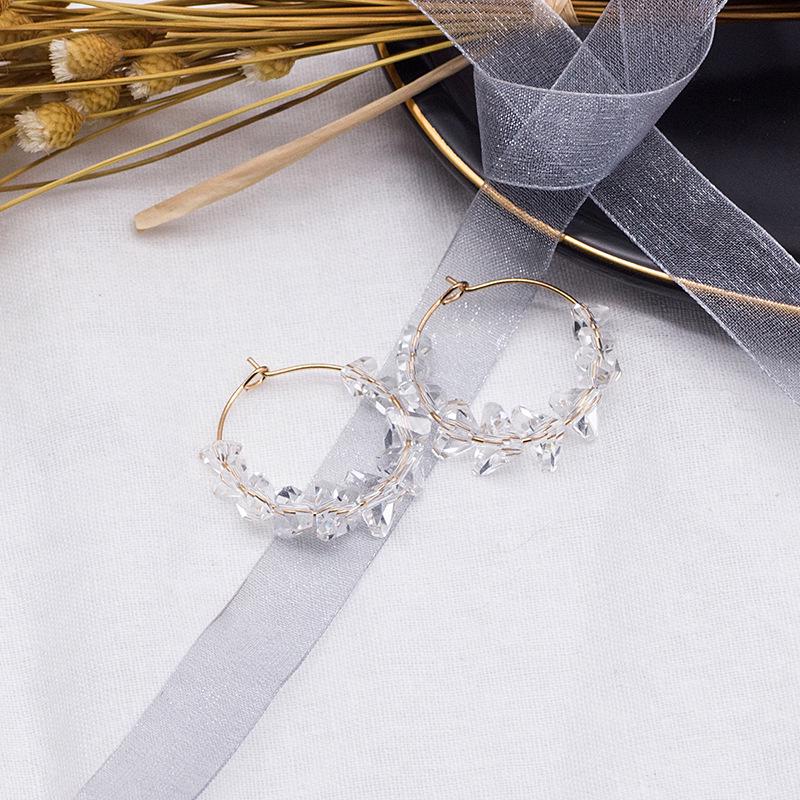 Simple Temperament Crystal Circle Earrings, Fashionable Design Sense Niche Earrings Women