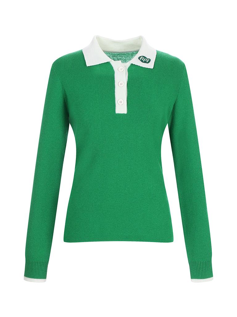 MILES AND MILES AND MILES Vivid Collar Fine Wool Knit_Green
