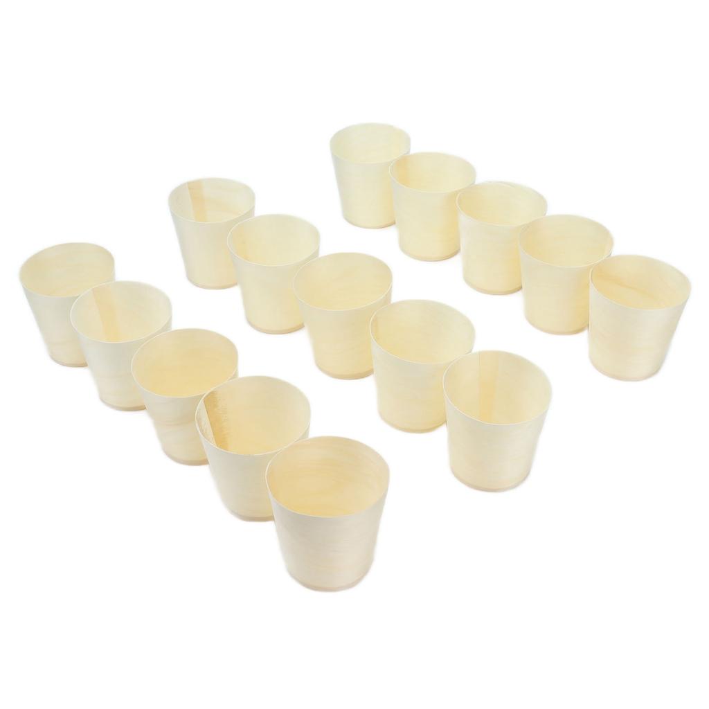 15Pcs Disposable Tasting Cup Wooden Decorated Lightweight Dessert Cup for Home Bars Restaurants