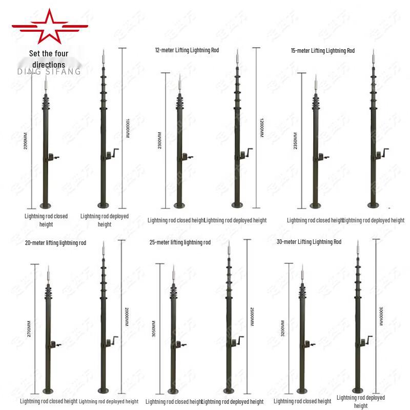Portable Telescopic Lightning Rod with Aluminum Case