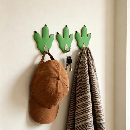 Wood Dinosaur Wall Hook, Retro Dinosaur Claw Shape, Easy Installation Coat Hanger for Kids Bedroom Entrance Hall Nursery