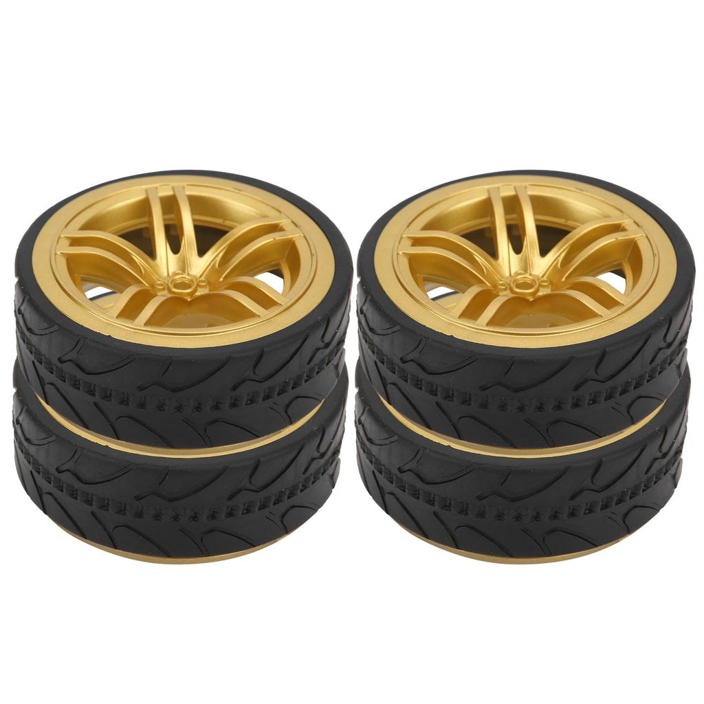 110 Racing RC Car Wheel Plastic Wheel Hub with Grooved Rubber RC Car Spare AccessoryGold