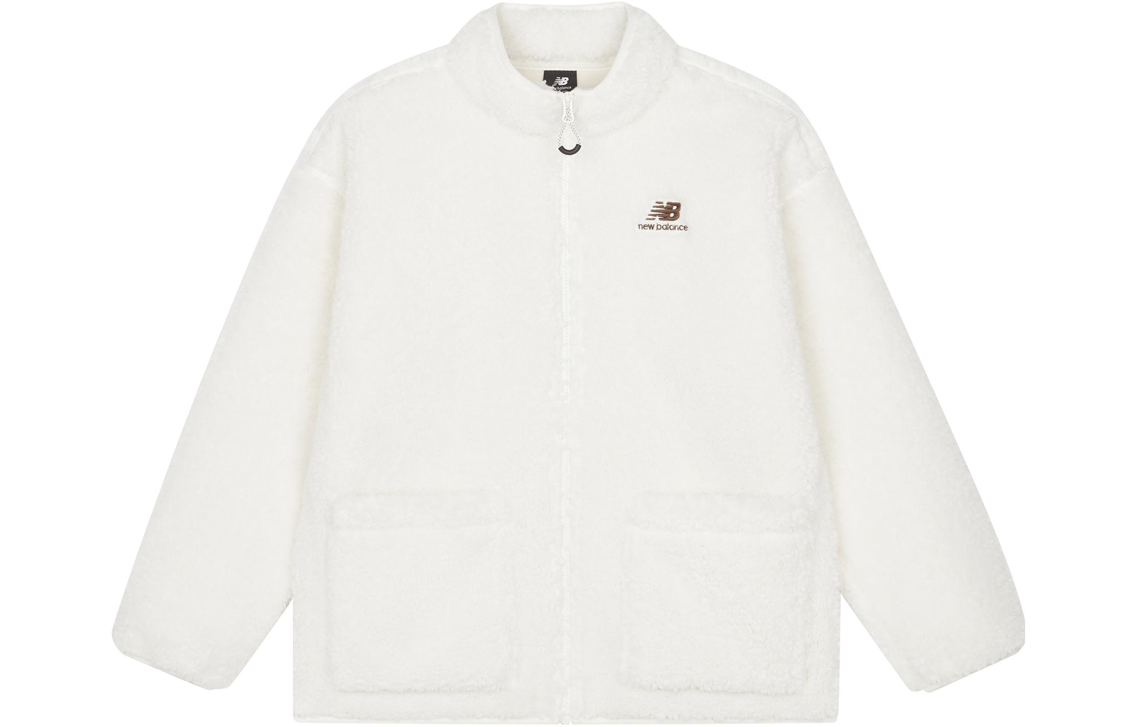 New Balance Velvet Jackets Women s White Stand Collar Moderate AWJ33320-CIC