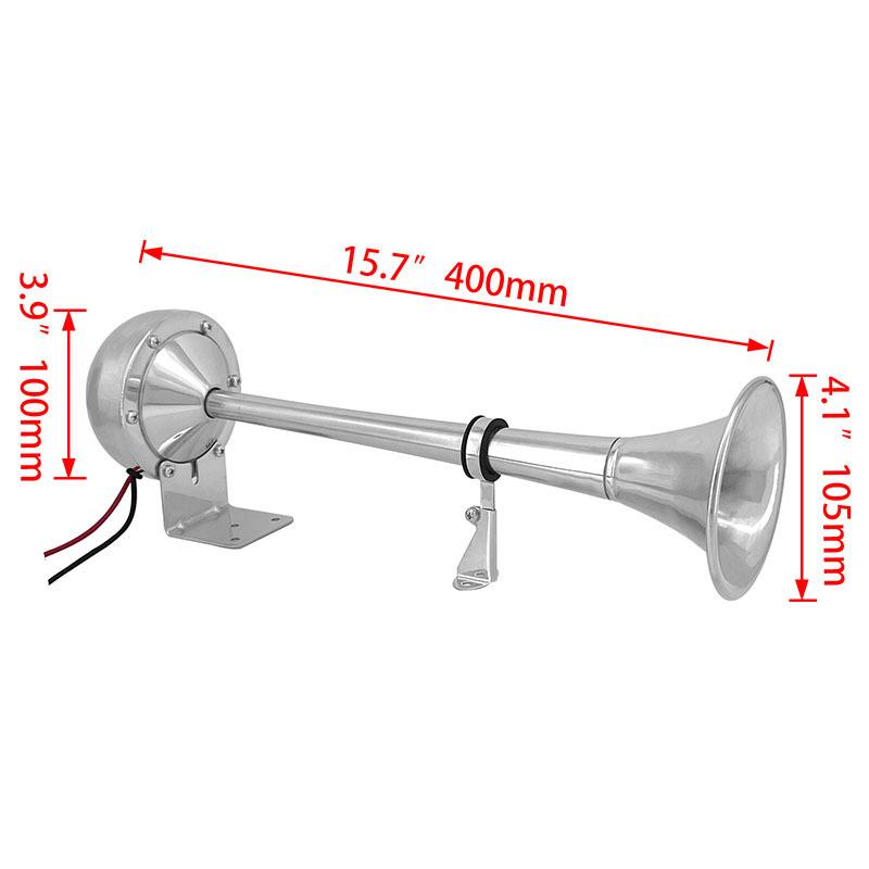 Boat Stainless Steel 12v Horn Single Air Trumpet Horn Compressor Speaker Low Tone Ship Train RV Trailer
