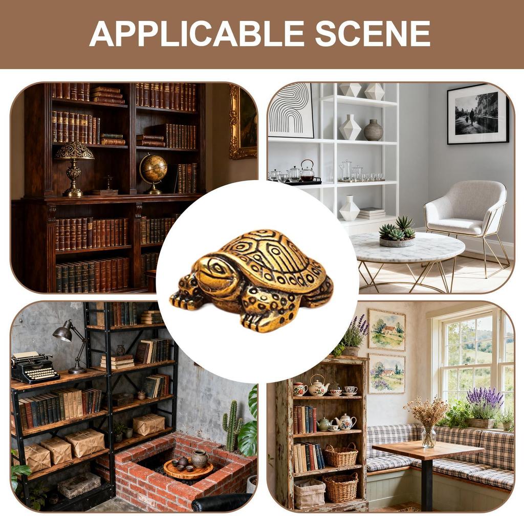 Turtle Statue Miniature Brass Animal Sculpture Collectible Prosperity Wealth Tortoise Figure Decorative Art For Bookshelf Table