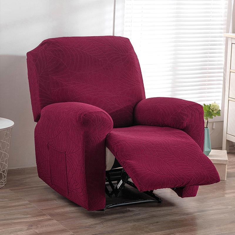 1/2/3 Seater Recliner Sofa Cover Solid Color Cushion Cover Sofa Cover Lazy Chair Jacquard Waterproof Leaf Shapeed Sofa Covers