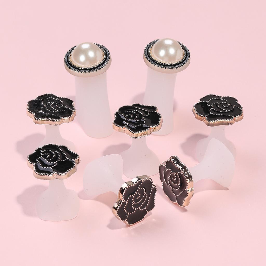 8 Peças Separador de Dedos do Pé de Silicone Rosa Preto Fofo Conjunto Suave de Ferramentas de Pedicure de Separadores de Dedos Para Pés Aplicar Esmalte e Reparar Unhas