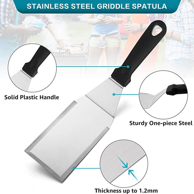 2/4Pcs Metal Spatula Griddle Accessories Set, Stainless Steel Scraper Flat Spatula Pancake Flipper Burger Turner for BBQ Grill