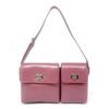 Women's Genuine Leather Gemini Handbag - Double Pocket Crossbody Bag In Smooth Pink