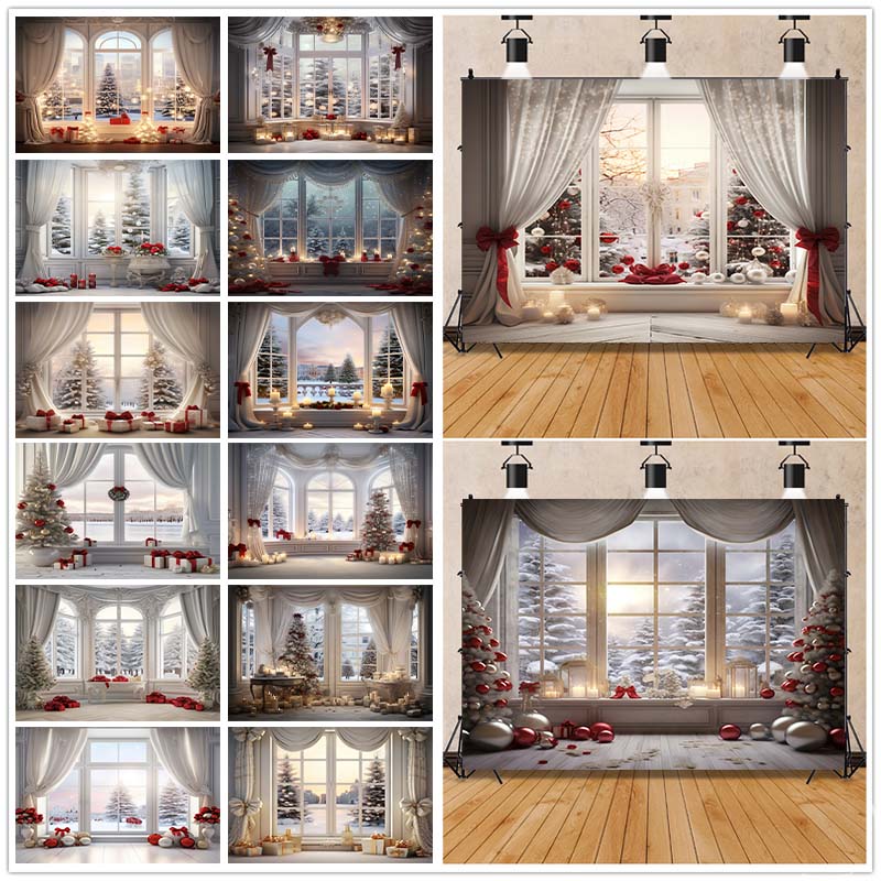 Indoor Window Sill Winter Snow Scene Children Shooting Background Cloth Background Wall Decoration Photo Cloth