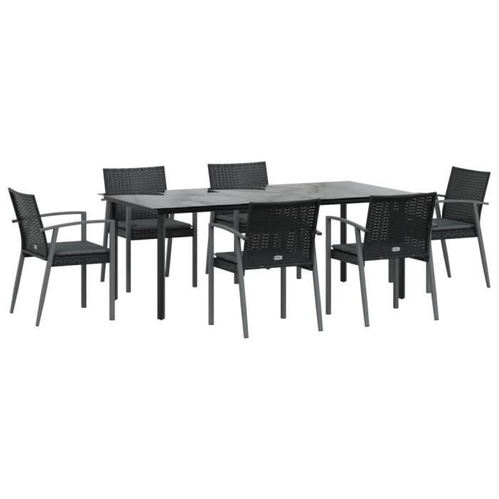 VidaXL Ensemble à manger de jardin 7 pcs coussins résine tressée acier 3186999