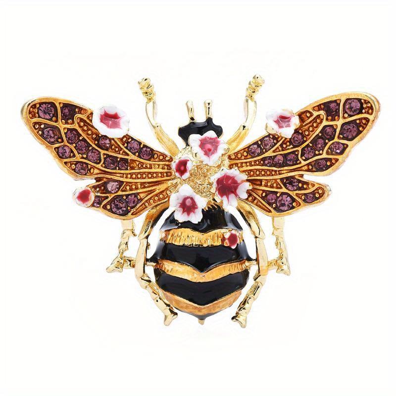 1pc Big Enamel Bee Brooches for Women Men 3-color Flower Insects Party Causal Brooch Pin Gifts