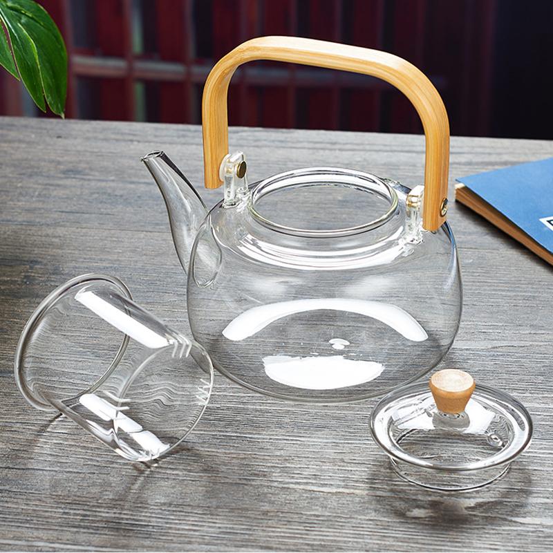 Heat Resistant Glass Teapot with Tea Strainer Infuser Flower Kettle for Electric Ceramic Stoves Kung Fu Teaware for Gas Stoves