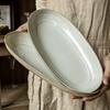 Retro Vintage Fish Plate 11 Inch Kiln-Changed Oval Steamed Fish Plate Household Ceramic Plate Japanese Material Plate Export