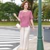 Embroidered Cotton Linen Short Sleeve Two-Piece Set for Middle-Aged & Elderly (Plus Size) - Summer 2026 Collection