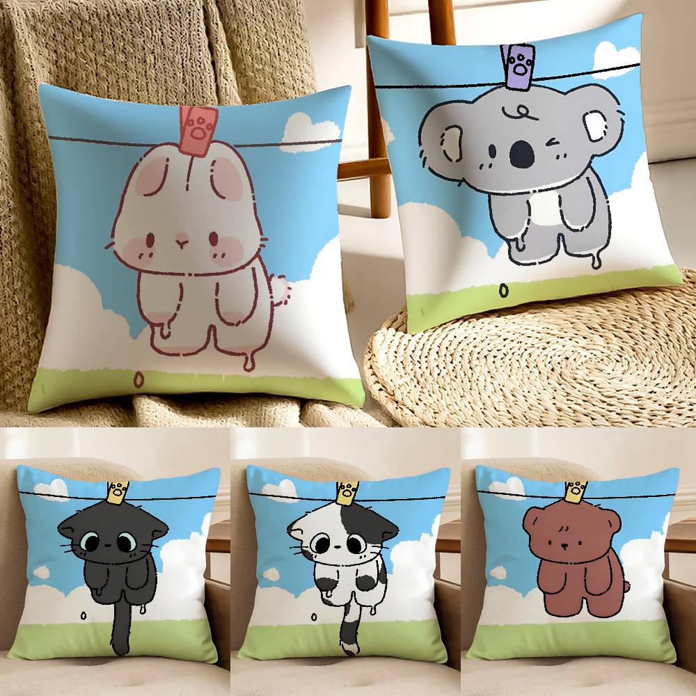 Cute Restrained Animal Anime Kwaii Pillow Case Anti-dustmite Pillowcase Invisible zipper silky Sofa cushion cover