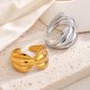 Polished Titanium Bowknot Stainless Steel Open Ring
