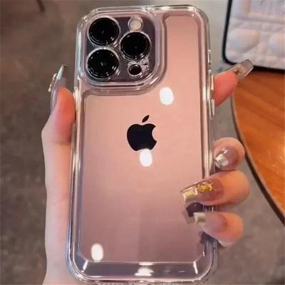 Luxury Silicone Transparent Shockproof Armo Case For iPhone 16 15 14 13 12 11 Pro Max Plus X XR 16E Phone Clear Protection Cover