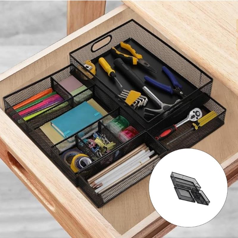 Multifunctional Office Drawer Storage Box Metal Organizers Tray For Stationery Efficient Space Management